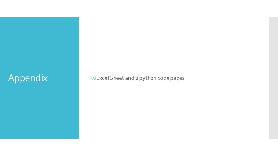 Appendix Excel Sheet and 2 python code pages 