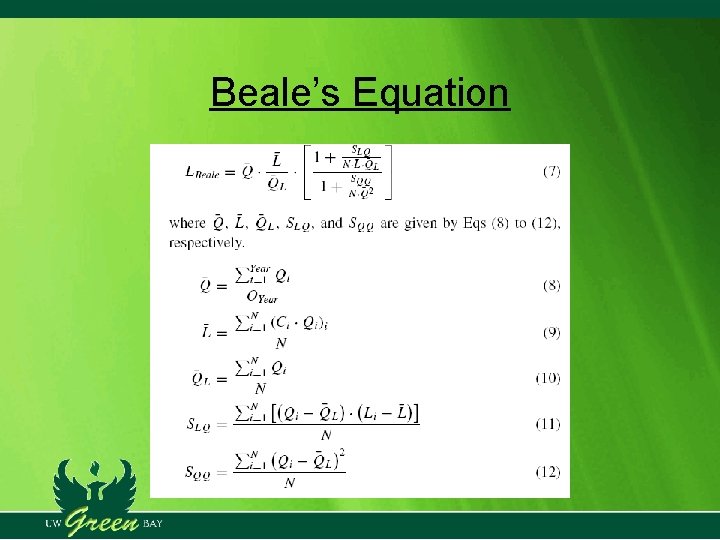 Beale’s Equation Beale’s Equation