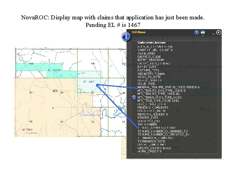 Nova. ROC: Display map with claims that application has just been made. Pending EL