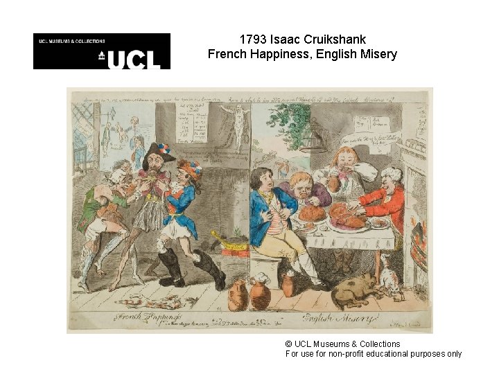 1793 Isaac Cruikshank French Happiness, English Misery © UCL Museums & Collections For use