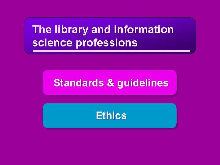 The library and information science professions Standards & guidelines Ethics 