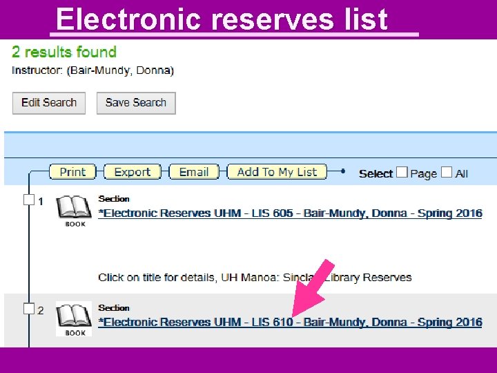 Electronic reserves list 