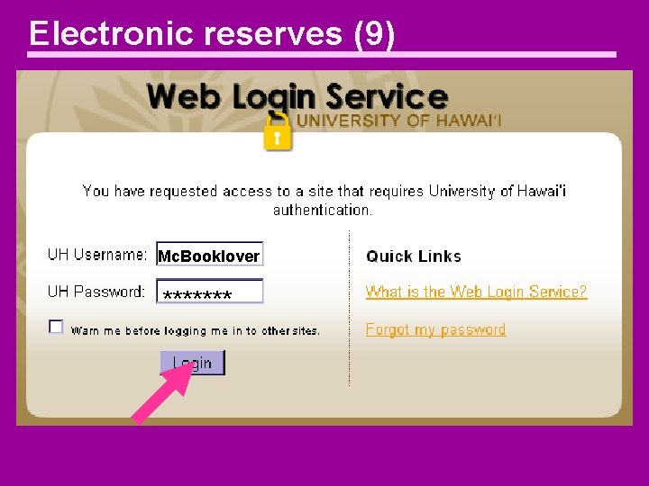 Electronic reserves (9) Mc. Booklover ******* 