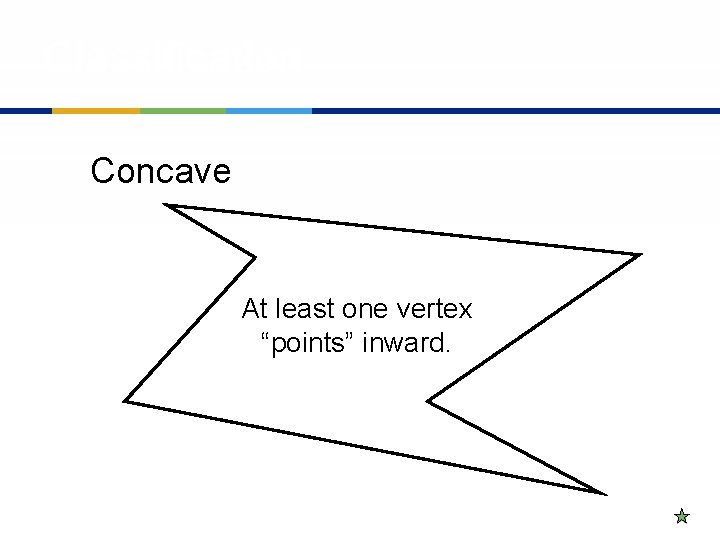 Classification Concave At least one vertex “points” inward. 