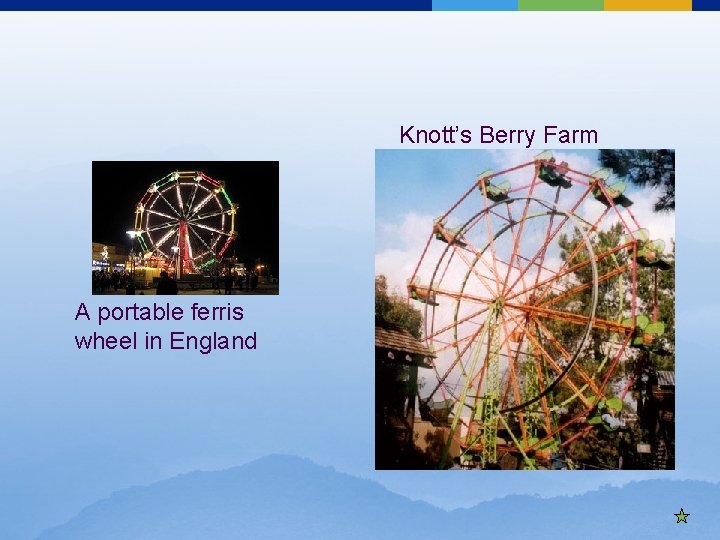 Knott’s Berry Farm A portable ferris wheel in England 