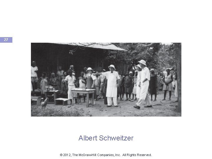 27 Albert Schweitzer © 2012, The Mc. Graw-Hill Companies, Inc. All Rights Reserved. 