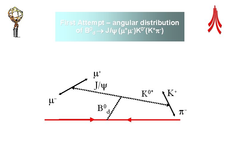 First Attempt – angular distribution of B 0 d J/ ( + -)K 0*(K+