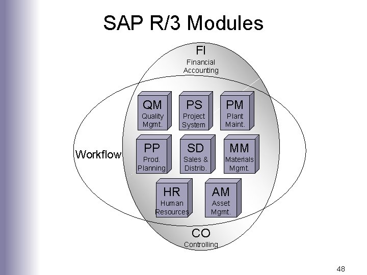 SAP R/3 Modules FI Financial Accounting Workflow QM PS PM Quality Mgmt. Project System