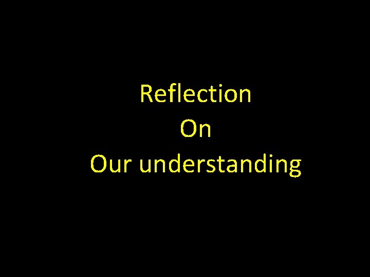 Reflection On Our understanding Reflection On Our understanding