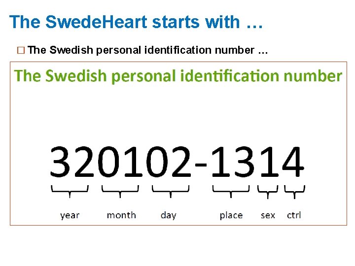 The Swede. Heart starts with … � The Swedish personal identification number … 