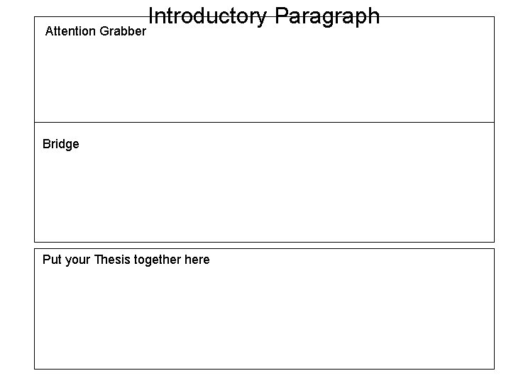 Attention Grabber Introductory Paragraph Bridge Put your Thesis together here 