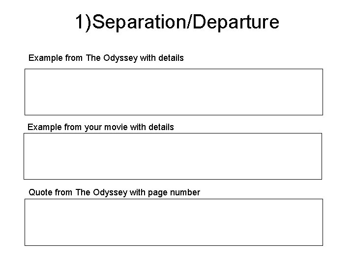 1)Separation/Departure Example from The Odyssey with details Example from your movie with details Quote