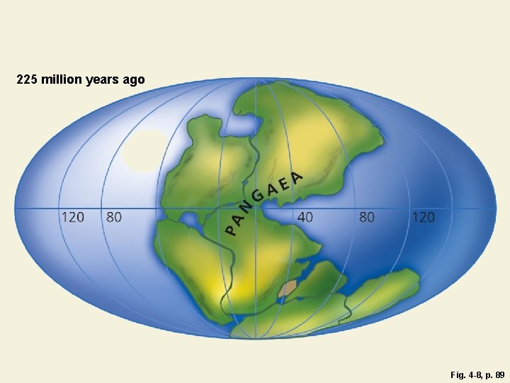 225 million years ago Fig. 4 -8, p. 89 