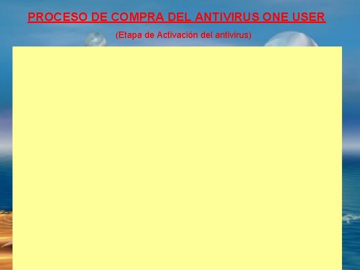PROCESO DE COMPRA DEL ANTIVIRUS ONE USER (Etapa de Activación del antivirus) ADIR SIG