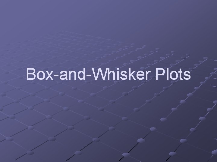 Box-and-Whisker Plots 