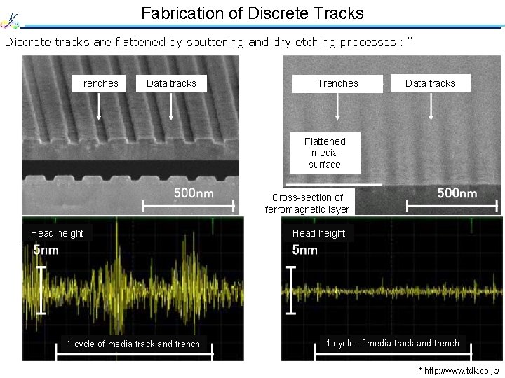 Fabrication of Discrete Tracks Discrete tracks are flattened by sputtering and dry etching processes