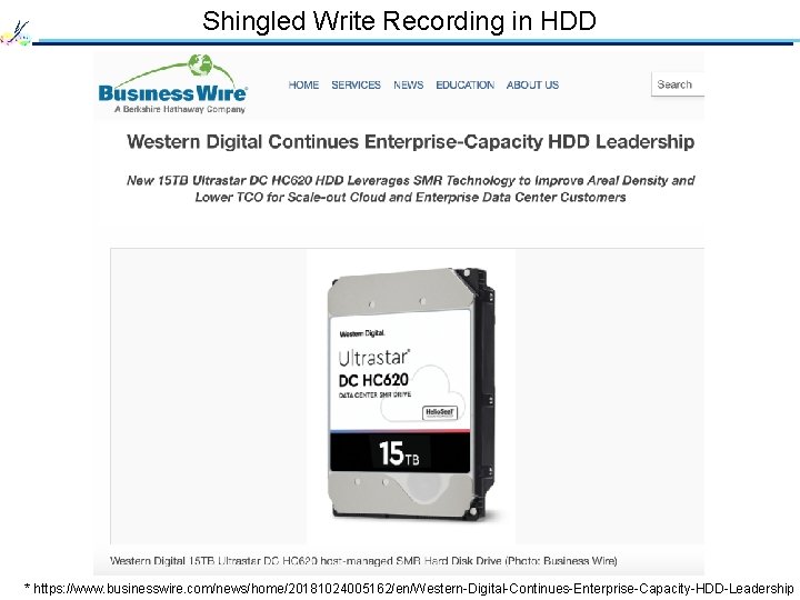 Shingled Write Recording in HDD * https: //www. businesswire. com/news/home/20181024005162/en/Western-Digital-Continues-Enterprise-Capacity-HDD-Leadership 