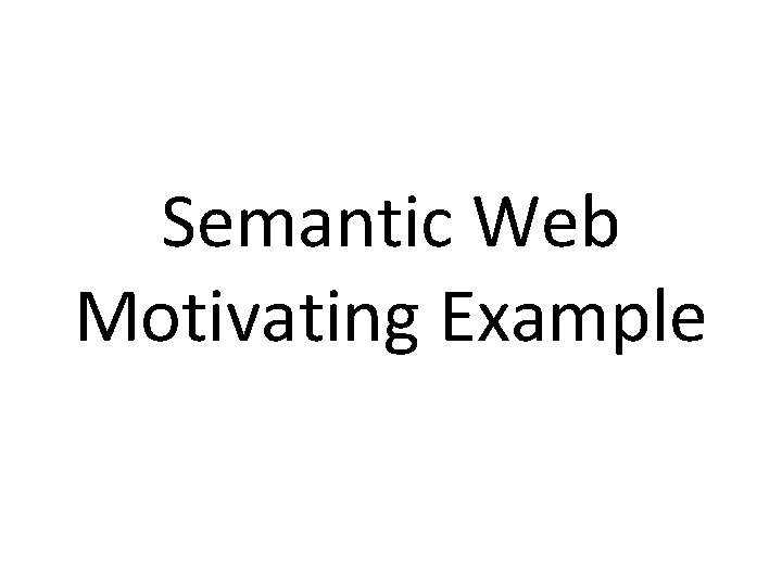 Semantic Web Motivating Example 