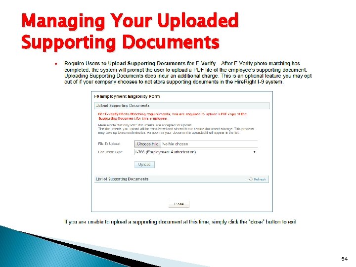 Managing Your Uploaded Supporting Documents 54 