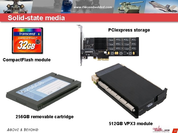 Solid-state media PCIexpress storage Compact. Flash module 256 GB removable cartridge 512 GB VPX