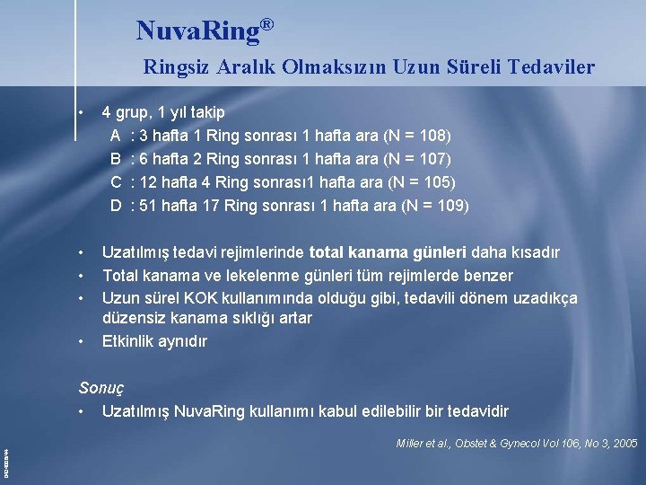 Nuva. Ring® Ringsiz Aralık Olmaksızın Uzun Süreli Tedaviler • 4 grup, 1 yıl takip Nuva. Ring® Ringsiz Aralık Olmaksızın Uzun Süreli Tedaviler • 4 grup, 1 yıl takip