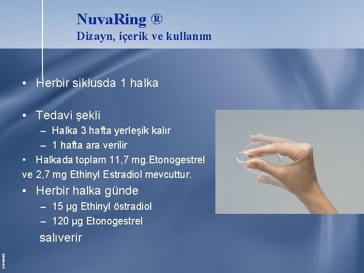 Nuva. Ring ® Dizayn, içerik ve kullanım • Herbir siklusda 1 halka • Tedavi Nuva. Ring ® Dizayn, içerik ve kullanım • Herbir siklusda 1 halka • Tedavi
