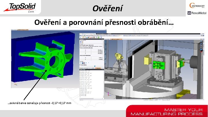 Ověření a porovnání přesnosti obrábění… …zelená barva označuje přesnost -0, 17 +0, 17 mm