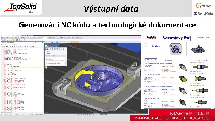 Výstupní data Generování NC kódu a technologické dokumentace 