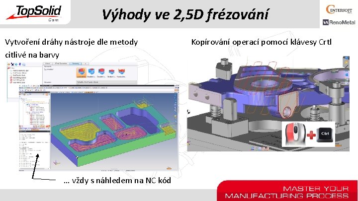 Výhody ve 2, 5 D frézování Vytvoření dráhy nástroje dle metody citlivé na barvy