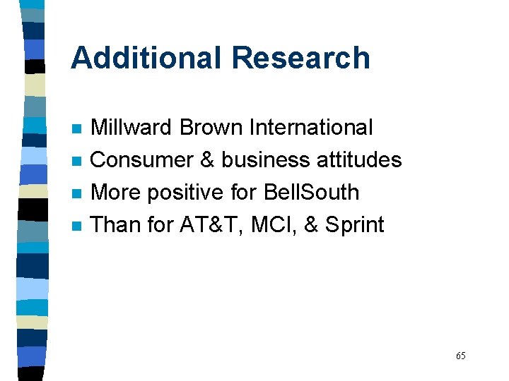 Additional Research n n Millward Brown International Consumer & business attitudes More positive for