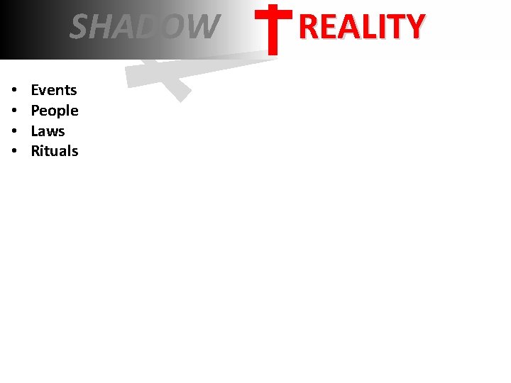 SHADOW • • Events People Laws Rituals REALITY 