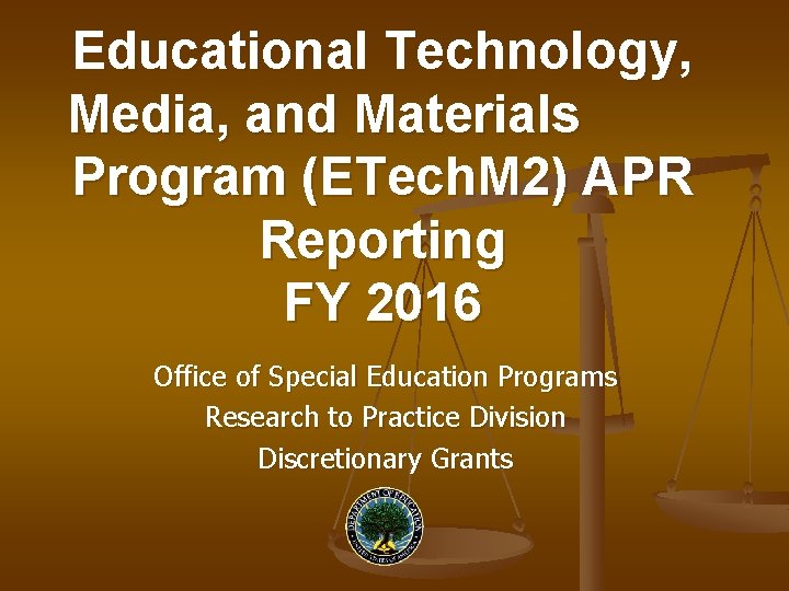 Educational Technology Media and Materials Program ETech M