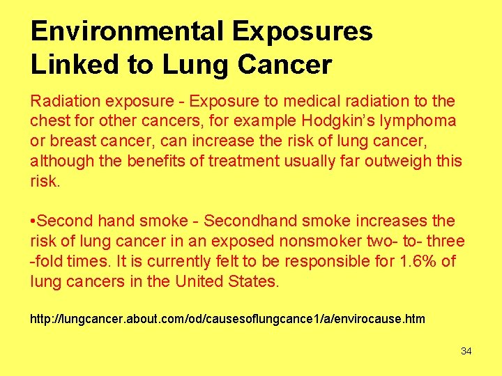 Environmental Exposures Linked to Lung Cancer Radiation exposure - Exposure to medical radiation to