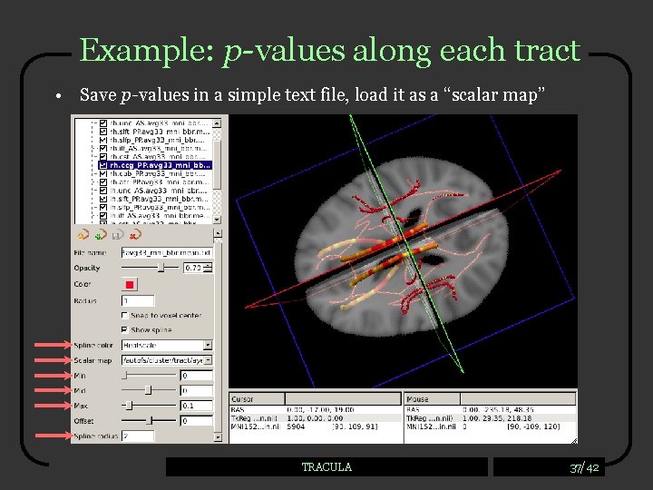 Example: p-values along each tract • Save p-values in a simple text file, load