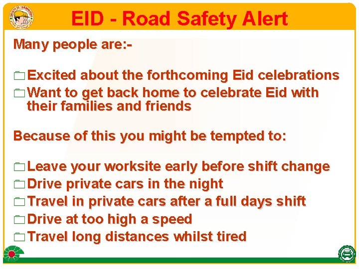 EID - Road Safety Alert Many people are: 0 Excited about the forthcoming Eid