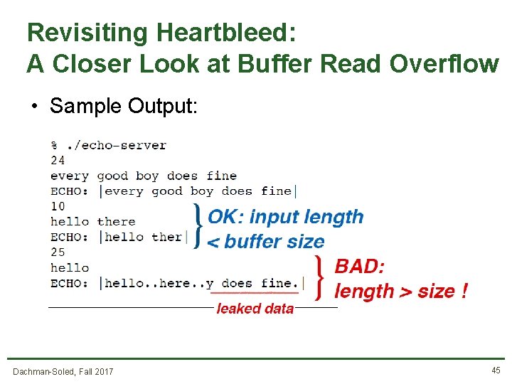 Revisiting Heartbleed: A Closer Look at Buffer Read Overflow • Sample Output: Dachman-Soled, Fall