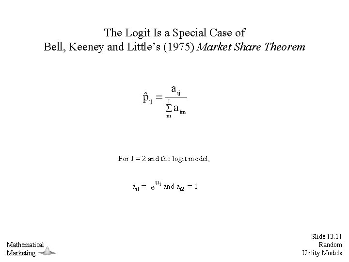 The Logit Is a Special Case of Bell, Keeney and Little’s (1975) Market Share