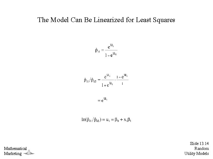 The Model Can Be Linearized for Least Squares Mathematical Marketing Slide 13. 14 Random