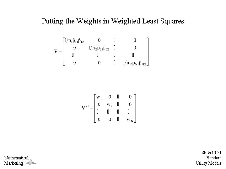 Putting the Weights in Weighted Least Squares Mathematical Marketing Slide 13. 21 Random Utility