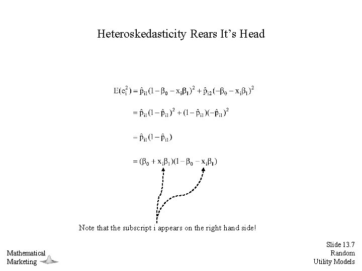 Heteroskedasticity Rears It’s Head Note that the subscript i appears on the right hand