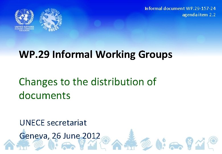 Informal document WP. 29 -157 -24 agenda item 2. 2 WP. 29 Informal Working