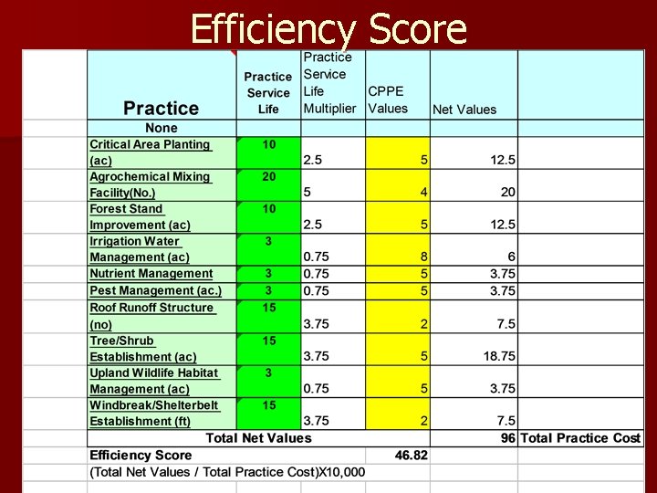 Efficiency Score 