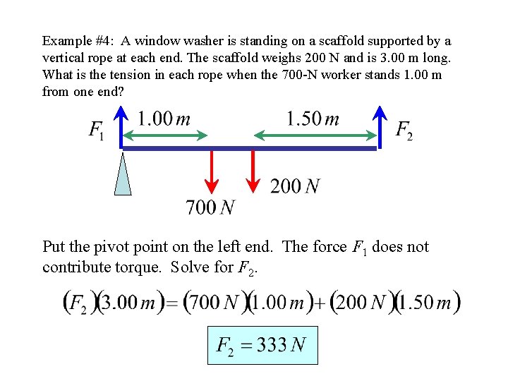 Example #4: A window washer is standing on a scaffold supported by a vertical Example #4: A window washer is standing on a scaffold supported by a vertical