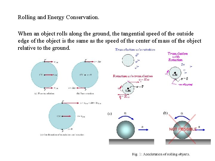 Rolling and Energy Conservation. When an object rolls along the ground, the tangential speed Rolling and Energy Conservation. When an object rolls along the ground, the tangential speed