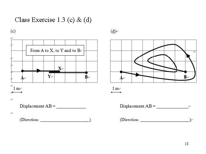 Class Exercise 1. 3 (c) & (d) 18 