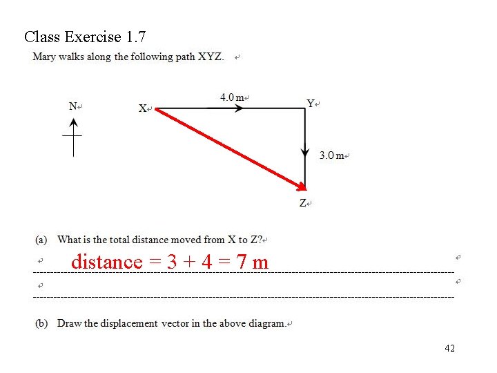 Class Exercise 1. 7 distance = 3 + 4 = 7 m 42 