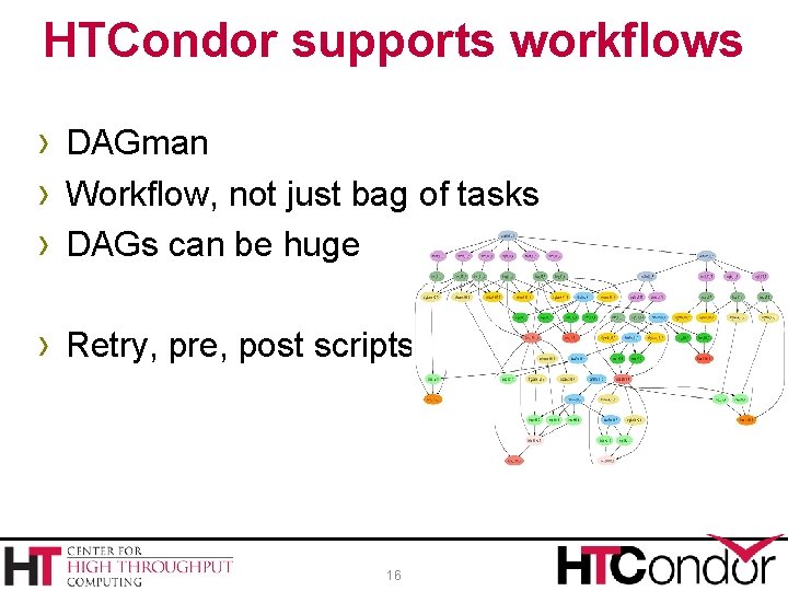 HTCondor supports workflows › DAGman › Workflow, not just bag of tasks › DAGs