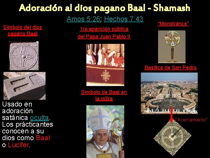 Adoración al dios pagano Baal - Shamash Amos 5: 26; Hechos 7: 43 Símbolo