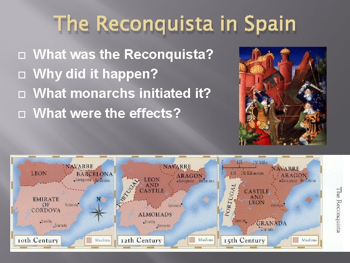 The Reconquista in Spain What was the Reconquista? Why did it happen? What monarchs