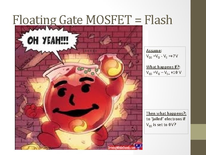 Floating Gate MOSFET = Flash +++++ Assume: VDS =VD - VS =+7 V What